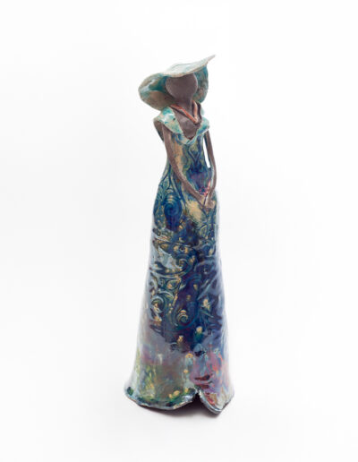 Dame aux seins nus Raku bleu