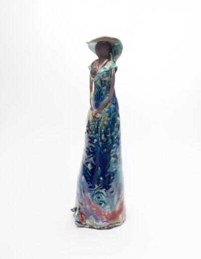 Dame aux seins nus Raku bleu