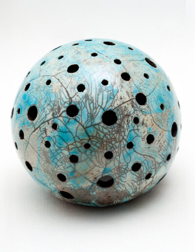 Photophore boule Raku bleu