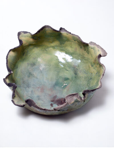 Plat Raku vert métallisé