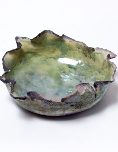 Plat Raku vert métallisé