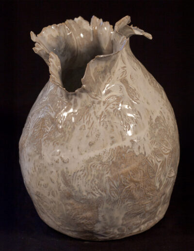 Vase boule grès émail polaire HT