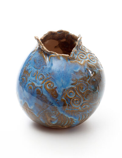 Vase boule bleu déstructuré HT