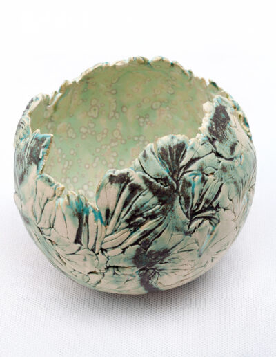 Vase boule émail vert mât