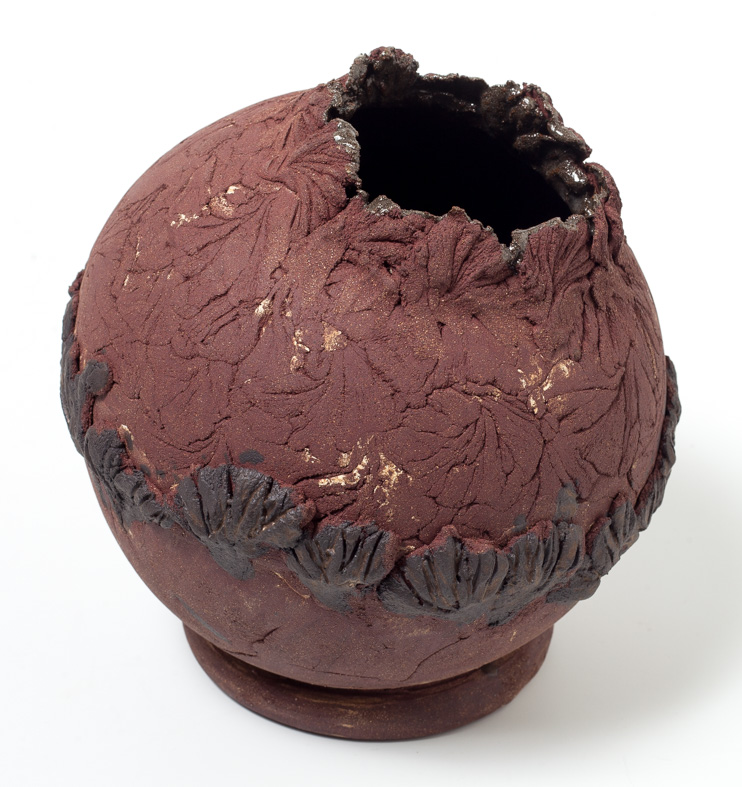 Vase boule grès rouge émaillé int