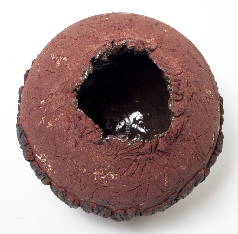 Vase boule grès rouge émaillé int