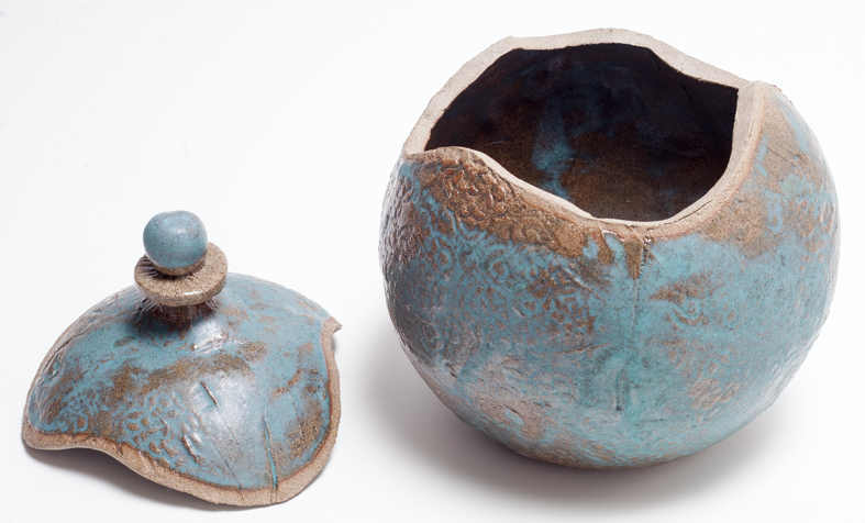 Boîte boule Raku bleu