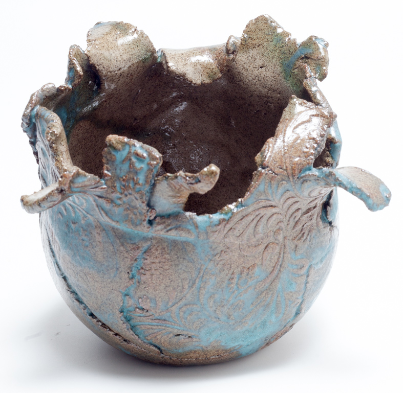 Vase boule grès rouge émaillé int