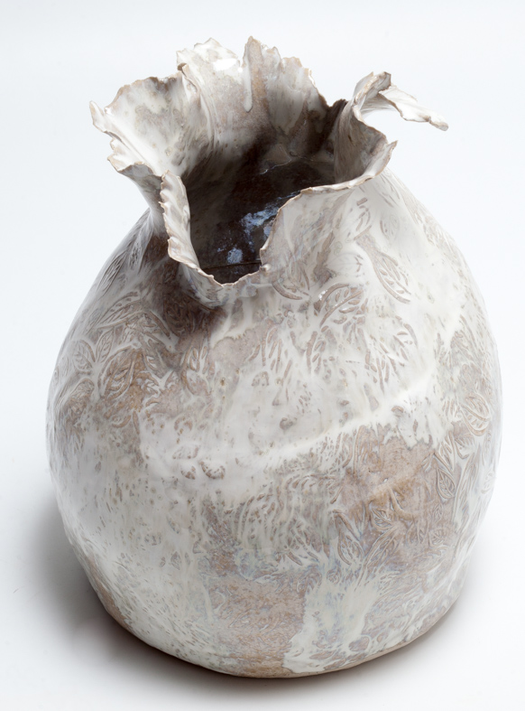 Vase boule grès rouge émaillé int