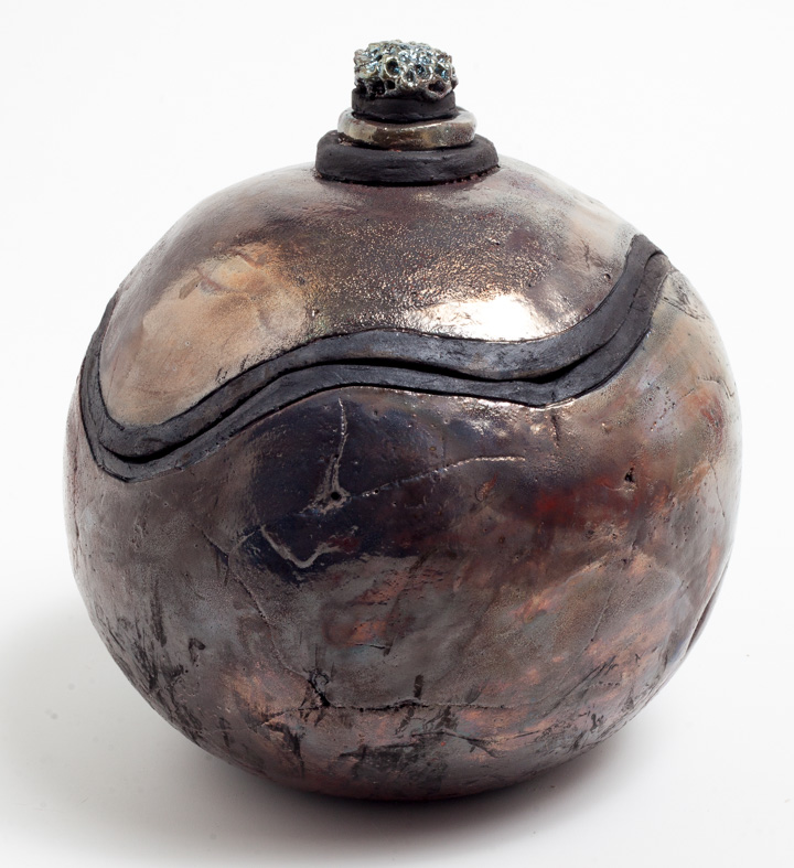 vase boule raku cuivre
