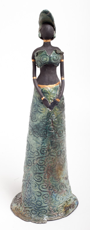 Circé raku bleu et or