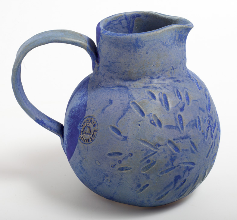 Pichet grès émail bleu mat